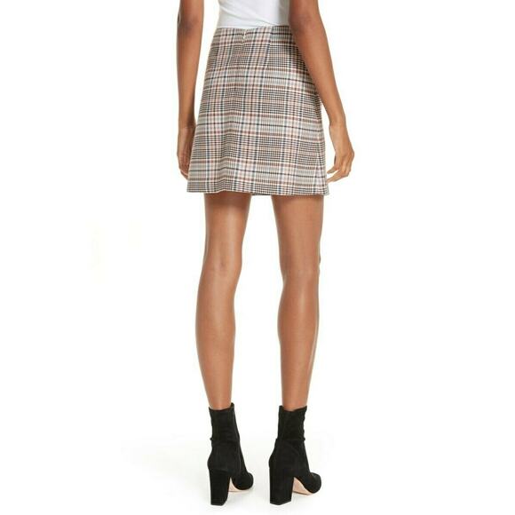 SANDRO Power plaid houndstooth check woven A-line high waist mini skirt 2 M NEW - Picture 5 of 10